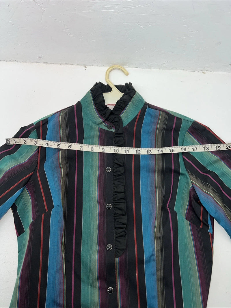 New Women’s HbarC California Ranchwear Multicolor Long Sleeve Button Up S 3C-43