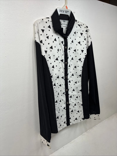 New Women’s Cowboy Threads Black White Long Sleeve Button Up XL II-41