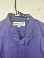 New WAYNE SCOTT Purple Long Sleeve Button Up English Shirt Medium TT-37