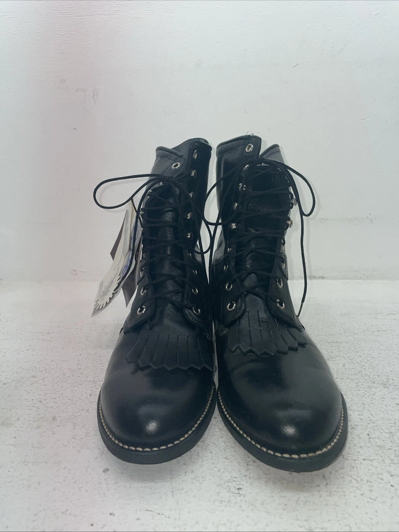 New Men’s Black Lace Up Acme Cowboy Boots. 5790 9 E W. 3-81