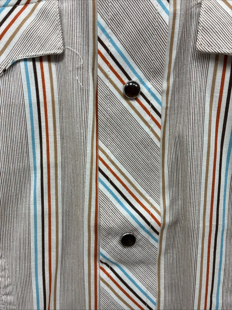 New Men’s Tem Tex Multicolor Stripe Long Sleeve Pearl Snap 14.5 X 33 Small V-8