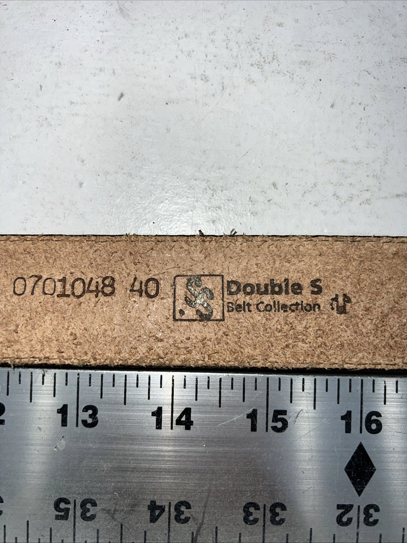 New Brown Genuine Leather Double S Tooled Belt #0701048 40 W-12