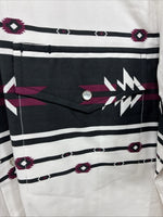 New Men’s Cumberland White Black Design Long Sleeve Pearl Snap Medium K-54