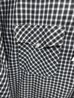 New Men’s White Horse Black White Checkered Long Sleeve Pearl Snap 3XL E-59