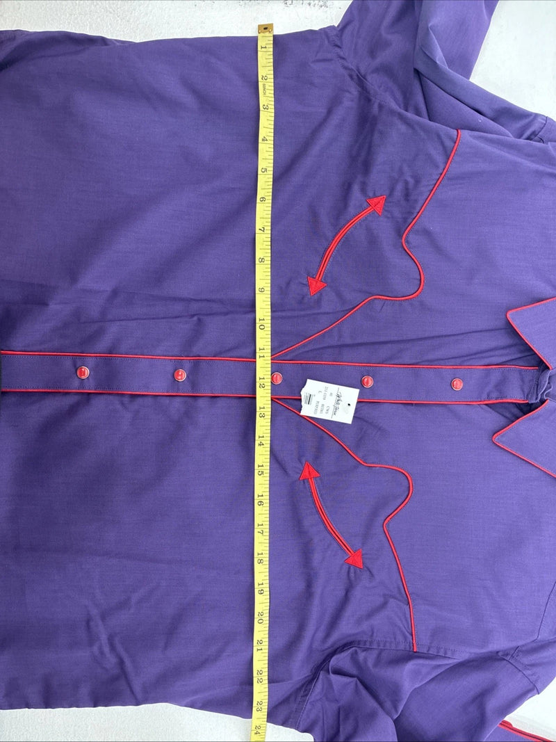 New Women’s White Horse Purple Long Sleeve Pearl Snap Size Large KK-58
