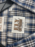New Men’s ELY cattleman Blue Short Sleeve Pearl Snap 3XL E-27