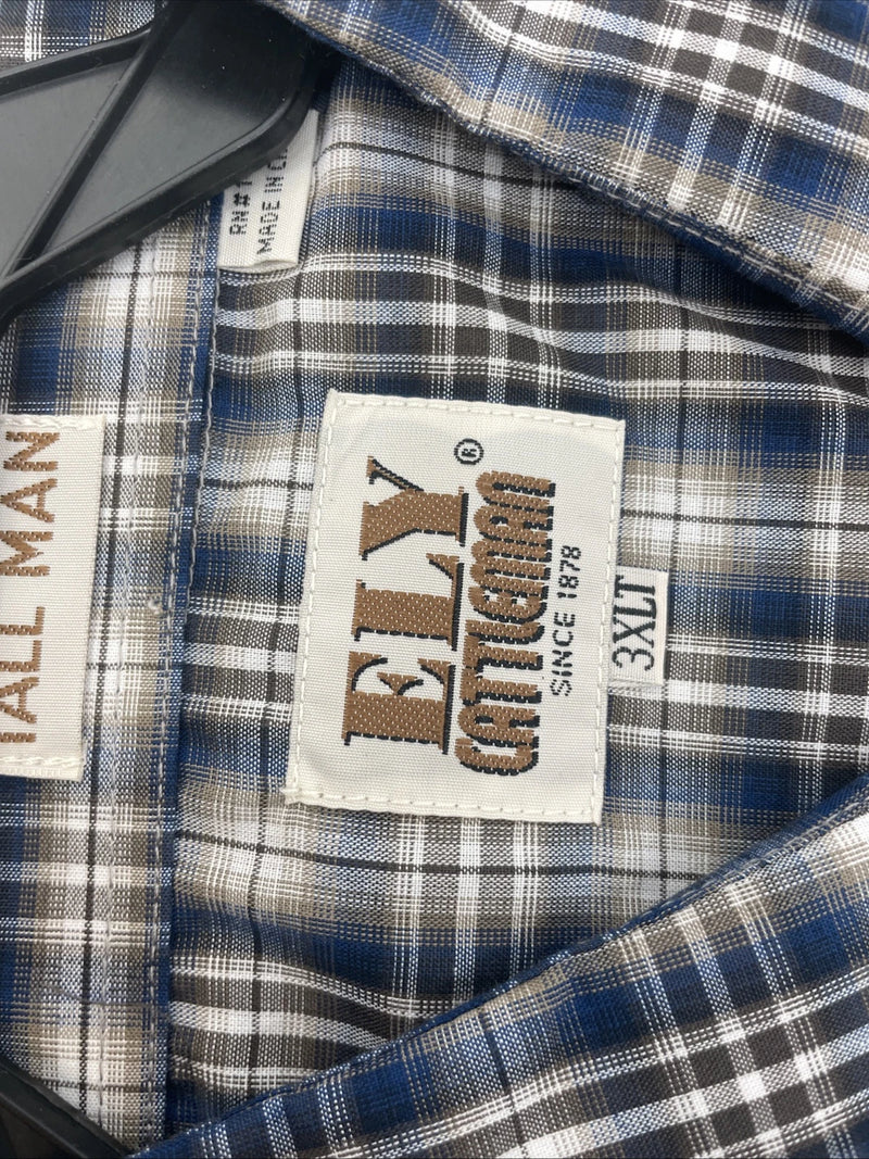 New Men’s ELY cattleman Blue Short Sleeve Pearl Snap 3XL E-27