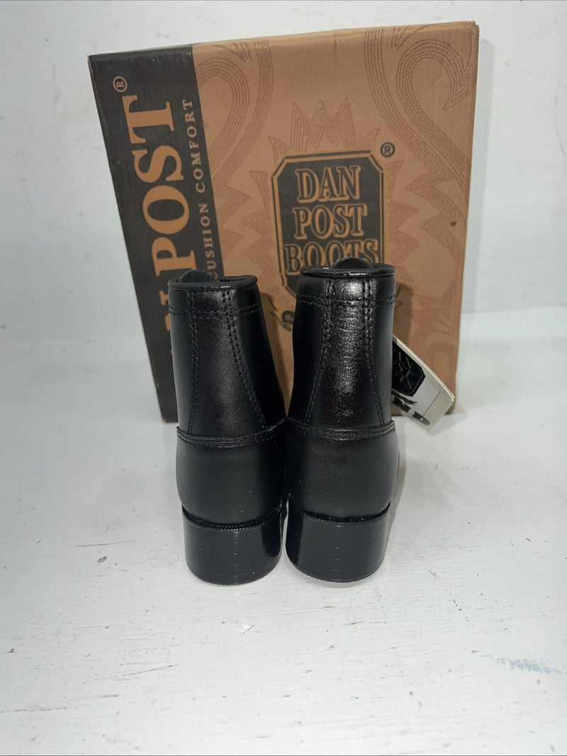 New Infants Black Ostrich Print Lace Up Dan Post Cowboy Boots. 6.5 6 1/2 D. 24-5