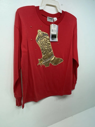 New Women’s Red Wrangler Long Sleeve Shirt S #75500AB 3B-26