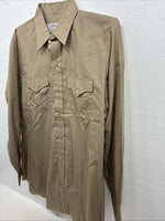 New Men’s H Bar C Brown Simple Long Sleeve Pearl Snap 16 X 33 Large A-65