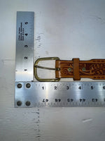 New Brown Genuine Leather Longhorn Tooled 28” Belt #82881 NN-83