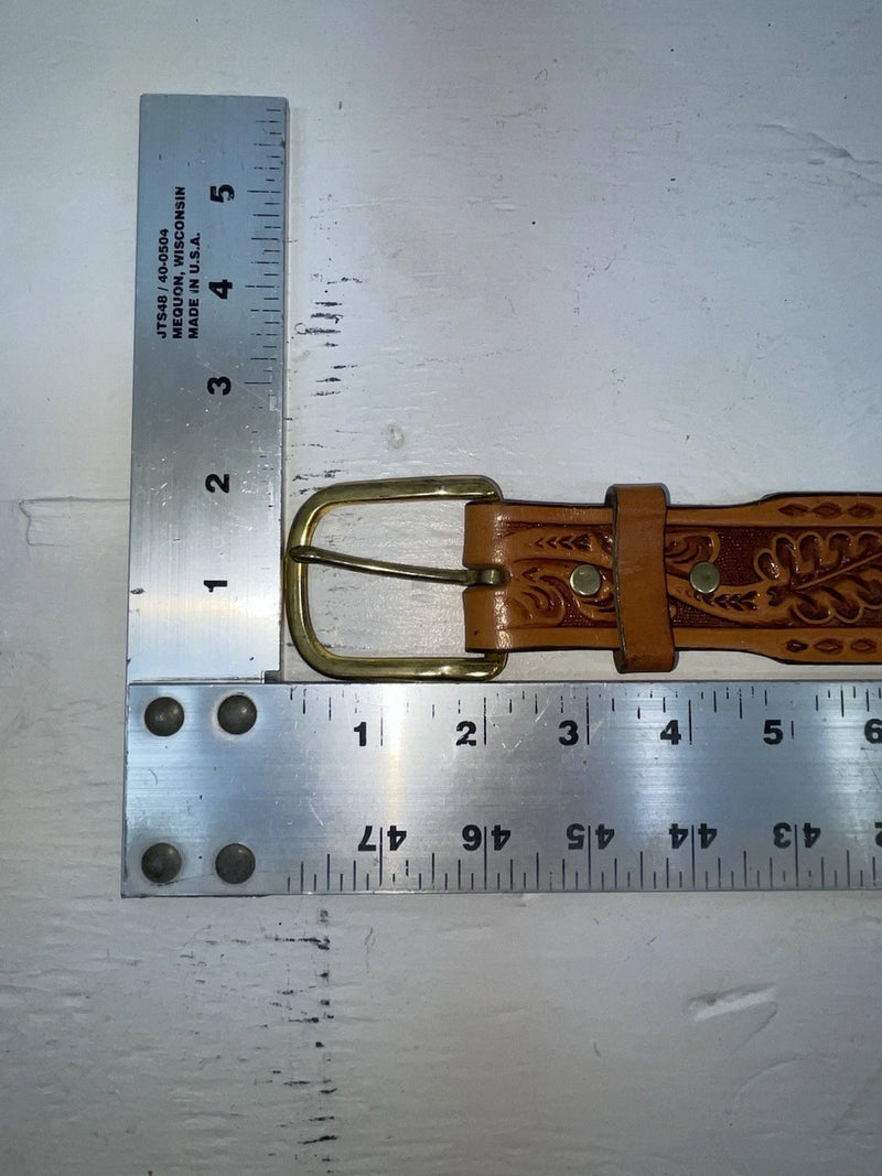 New Brown Genuine Leather Longhorn Tooled 28” Belt #82881 NN-83