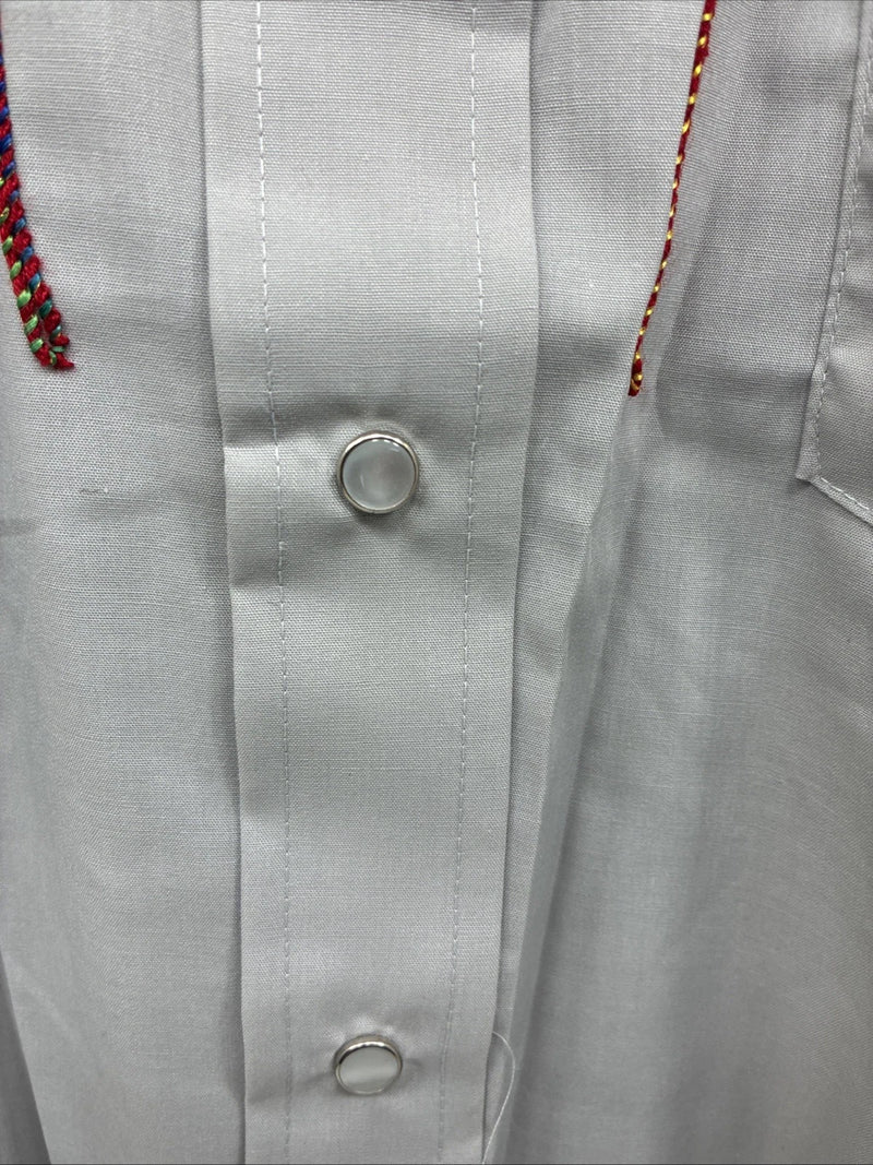 New Men’s Champion Westerns Gray Embroidered Long Sleeve Pearl Snap Large Q-101
