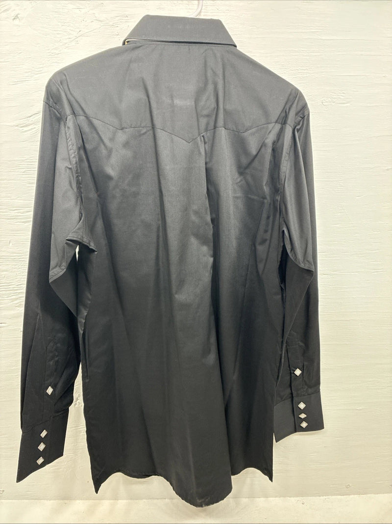 New Men’s White Horse Black Long Sleeve Pearl Snap Large AA-59