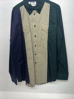New Men’s Green Tan Blue Cowboy Threads Button Up Long Sleeve Shirt. Large P-27