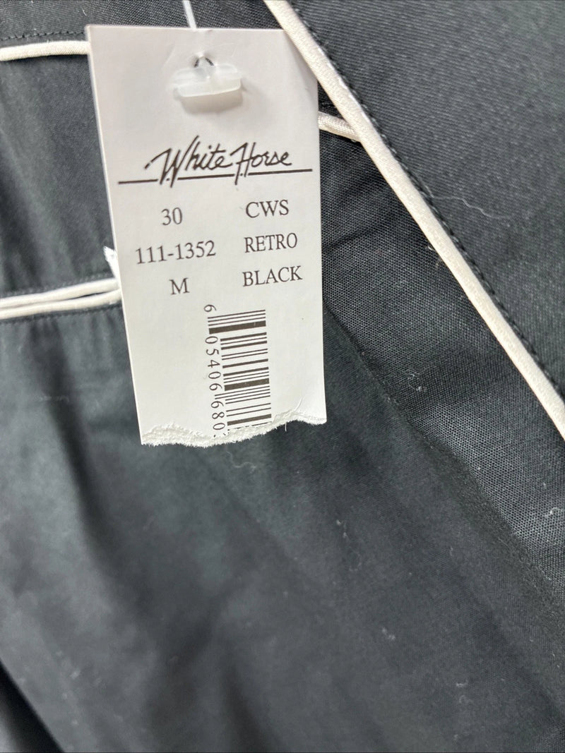 New Men’s White Horse Black Western Long Sleeve Pearl Snap Medium V-5