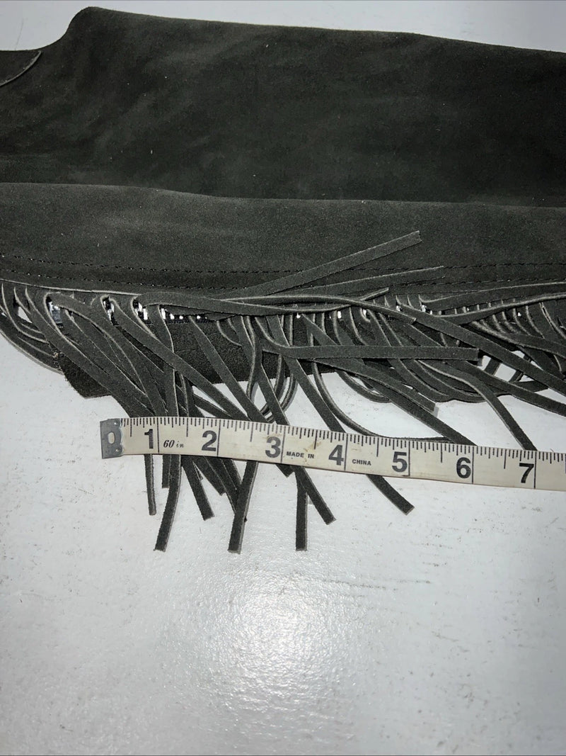 NOS Gray Show Chaps With Fringe Adjustable Waist 36” N-22