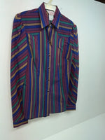 New Women’s Color Striped H Bar C Long Sleeve Button Up Shirt #20119 3B-38