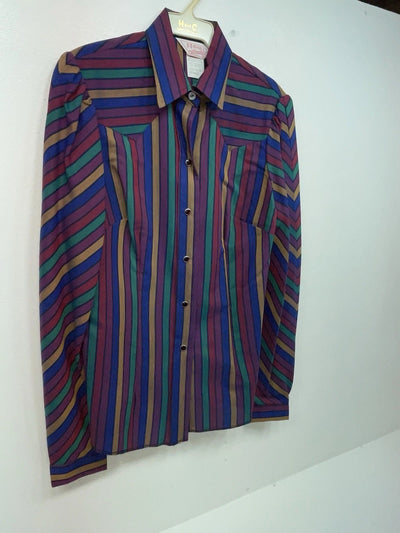 New Women’s Color Striped H Bar C Long Sleeve Button Up Shirt #20119 3B-38