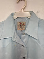 New Women’s H Bar C Blue Long Sleeve Pearl Snap Size 40 KK-5