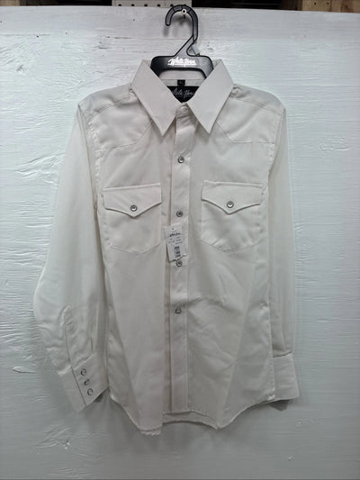 New Kids White Horse White Long Sleeve Pearl Snap Large CC-102