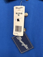 New Men’s Wrangler Blue Black Short Sleeve Polo Shirt XL R-37