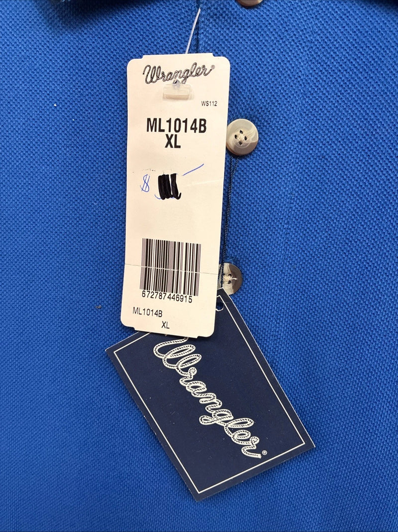 New Men’s Wrangler Blue Black Short Sleeve Polo Shirt XL R-37