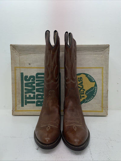 New Men’s Brown Texas Brand Cowboy Boots. 7311 10 D. 6-43