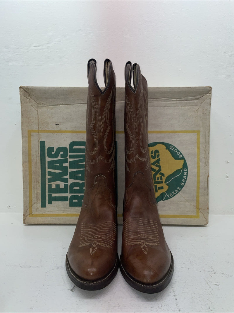 New Men’s Brown Texas Brand Cowboy Boots. 7311 10 D. 6-43