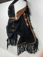 New Tough 1 Black Show Chaps With Fringe Adjustable Waist 46” N-24