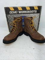 New Women’s Brown Lace Up Acme Work Boots. 08070 7.5 7 1/2 M. 17-84