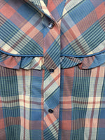 New Girls Panhandle Slim Blue Pink Plaid Long Sleeve Peal Snap Size 6 DD-67