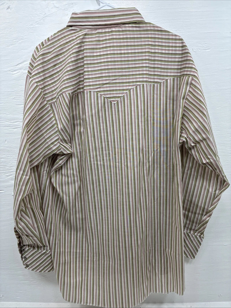 New Men’s Trail Ridge Multiple Color Stripe Long Sleeve Pearl Snap 2XL H-32