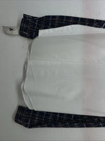 New Women’s Cowboy Threads White Navy Plaid Long Sleeve Button Up M #7906 3C-41