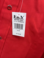 New Men’s ELY Cattleman Red Western Long Sleeve Pearl Snap 17 X 35 XL T-51