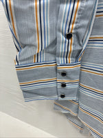New Men’s Tem Tex Blue Stripe Long Sleeve Pearl Snap 16 X 33 Large R-16