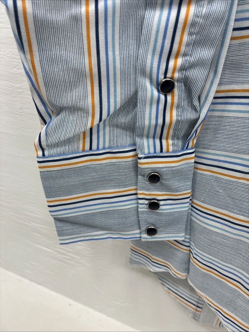 New Men’s Tem Tex Blue Stripe Long Sleeve Pearl Snap 16 X 33 Large R-16