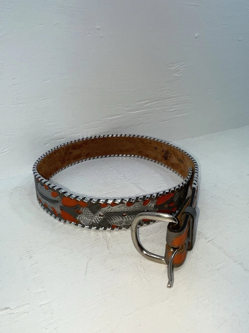 New Gray Genuine Leather Kentucky Orange Tooled 30” Belt #82005 JJ-166