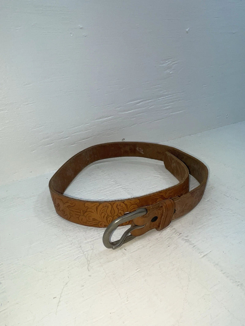 New Brown Genuine Leather Chambers Tooled 28” Belt #WY544 JJ-105