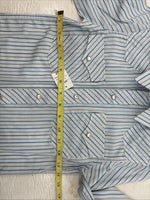 New Kids White Horse Blue stripe Long Sleeve Pearl Snap Medium DD-52