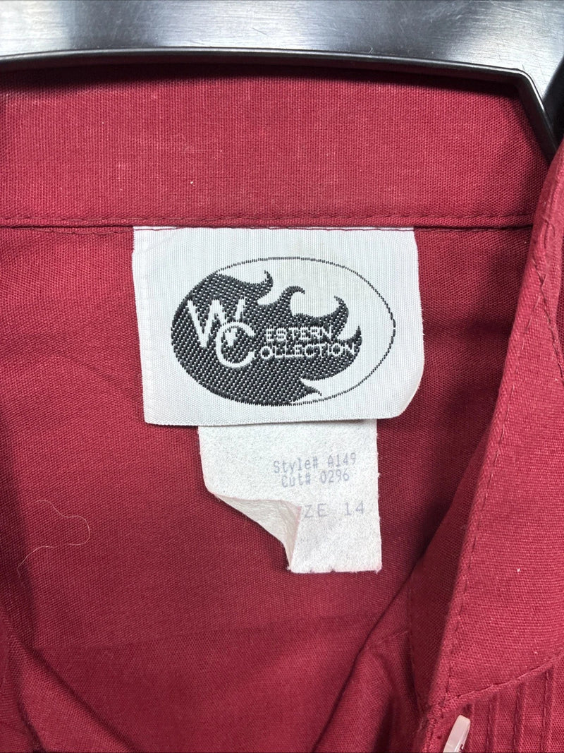 New Western Collection Red Long Sleeve Button Up English Shirt Size 14 LL-95