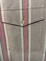 New Men’s Panhandle Slim Brown Red stripe Long Sleeve Button Up Large V-41