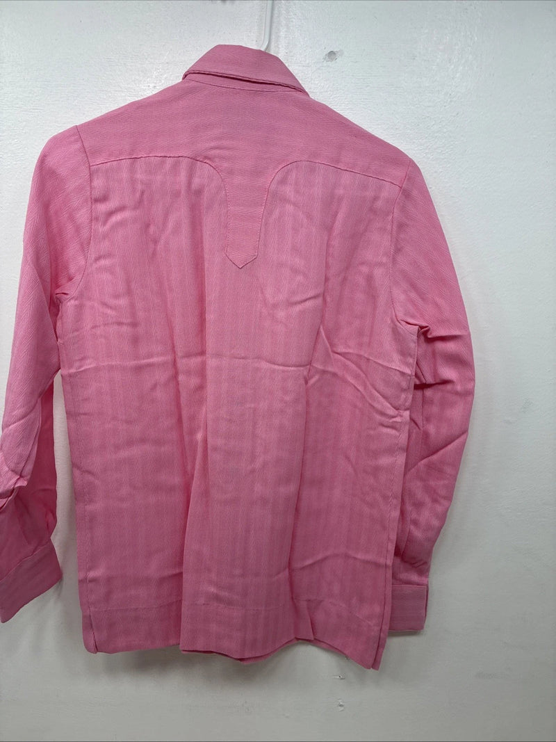 New Women’s Rockmount Pink Long Sleeve Pearl Snap Size 34 TT-34