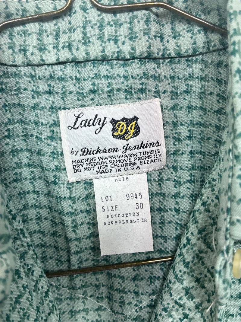 New Women’s Dickson Jenkins Green Design Long Sleeve Pearl Snap Size 30 GG-2