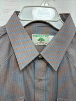 New Men’s Mesquite Gray Orange Stripe Short Sleeve Pearl Snap XL Q-70