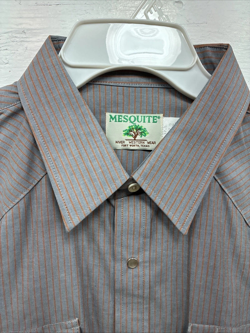 New Men’s Mesquite Gray Orange Stripe Short Sleeve Pearl Snap XL Q-70