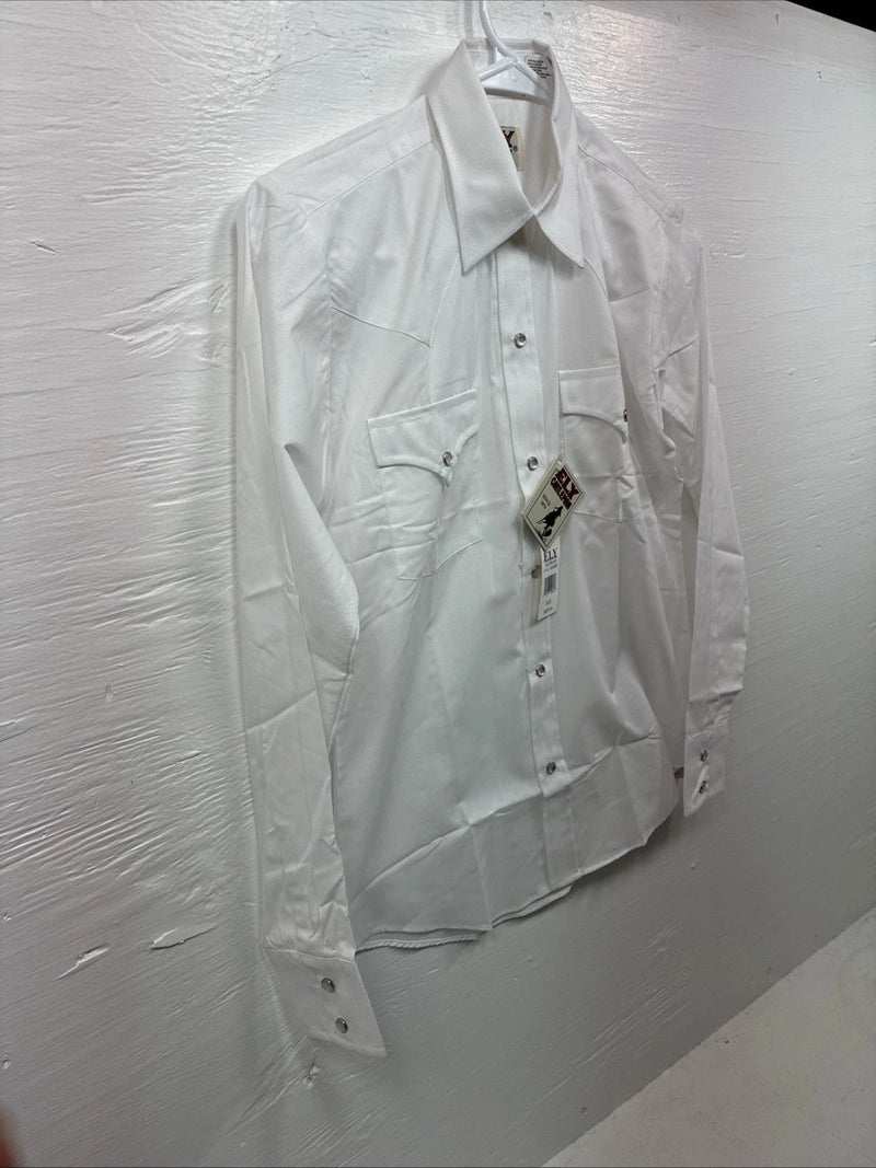 New Boys ELY Cattleman White Long Sleeve Pearl Snap Size 14 AA-41