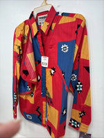 New Women’s Wrangler Multicolor Design Long Sleeve Button Up Large MM-135