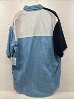 New Men’s Cowboy Threads Blue White Design Short Sleeve Button Up XL R-73