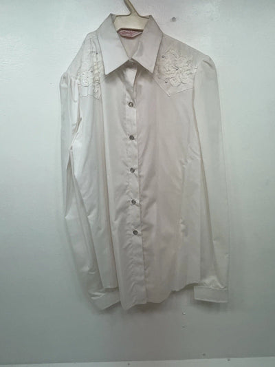 New Women’s White H Bar C Long Sleeve Button Up Shirt 3B-34